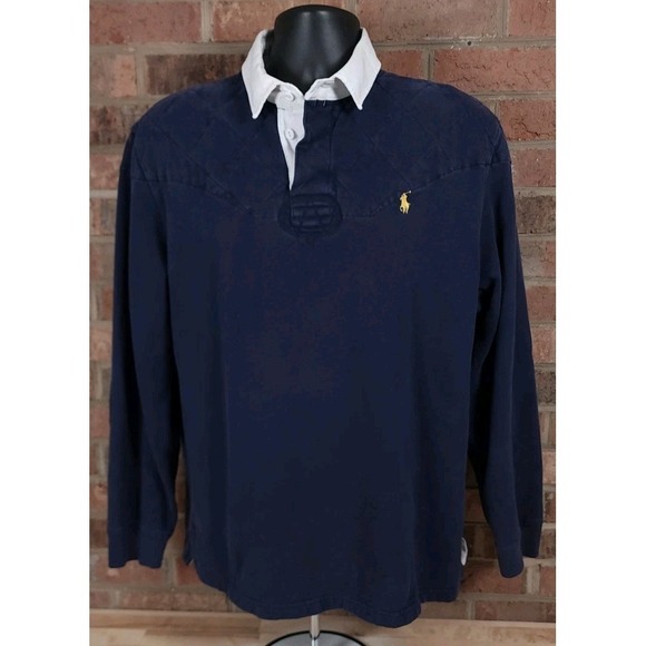 Polo Ralph Lauren Other - Polo Ralph Lauren Long Sleeve Blue White Rugby Shirt Custom Fit Mens Size XL